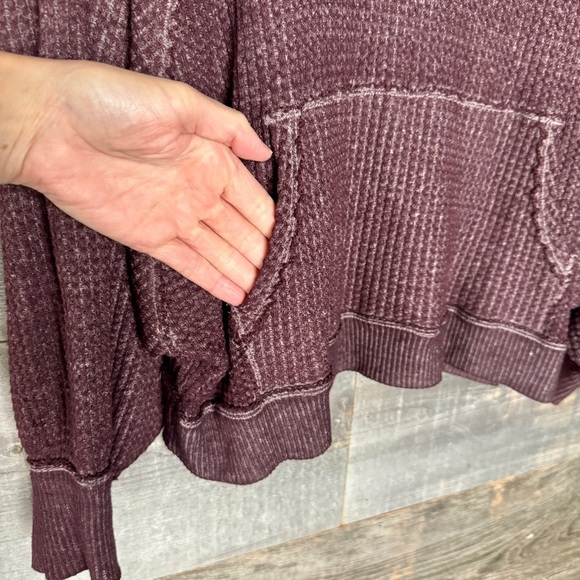 We the Free West End V-Back Top Waffle Thermal Knit Oversized Slouchy Grunge XS - Picture 8 of 14